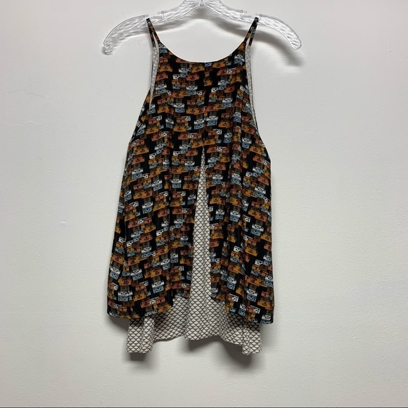 Anthropologie Porridge | Small |Split Back Suitcase Print Layered Swing Tank Top - Picture 6 of 15